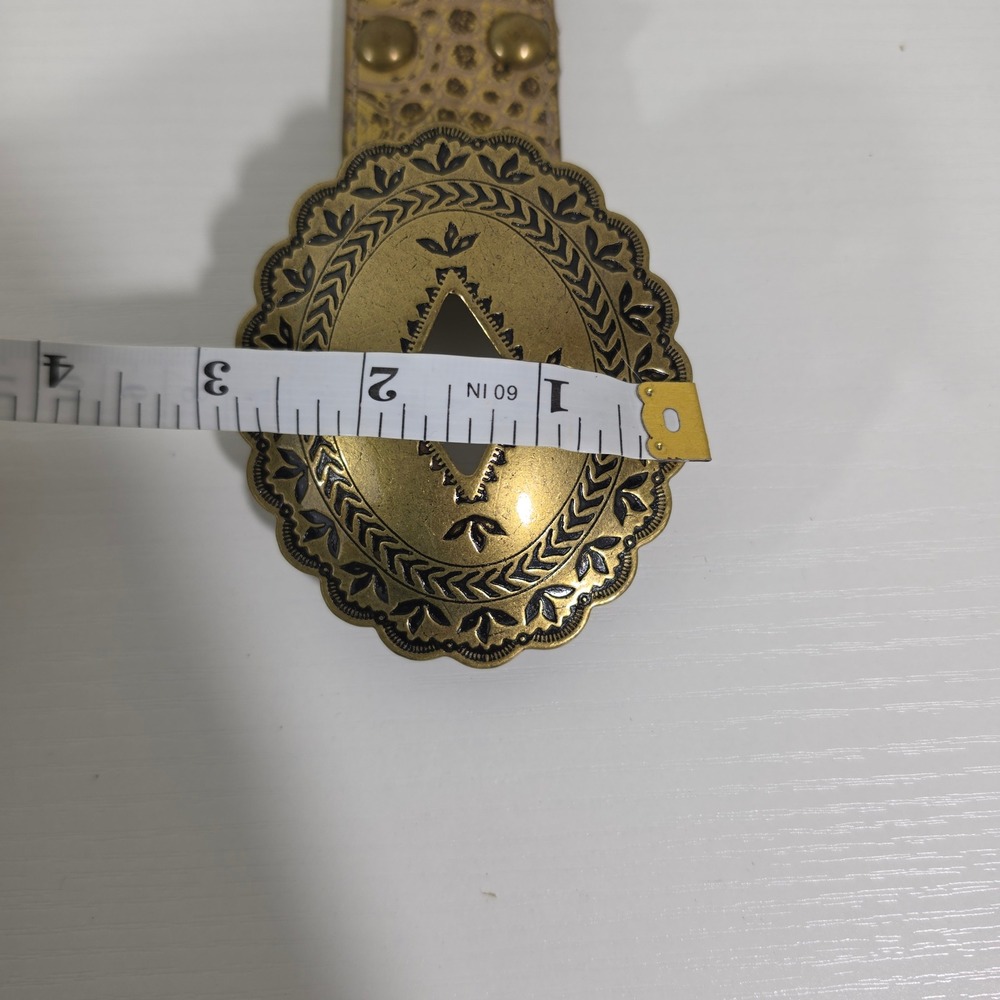 Kathy Van Zeeland Western Concho Belt Bronze Faux Croc Turquoise Studded Boho S - Picture 12 of 14